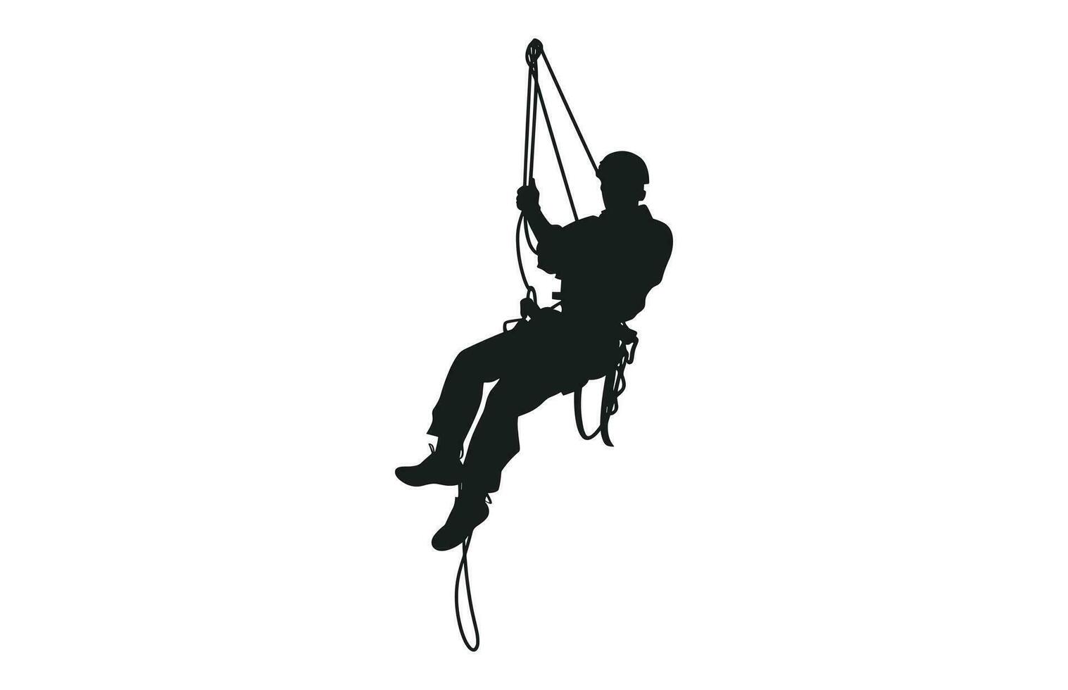 Rappelling Silhouette vector isolated on a white background, A male Rappeller Clipart