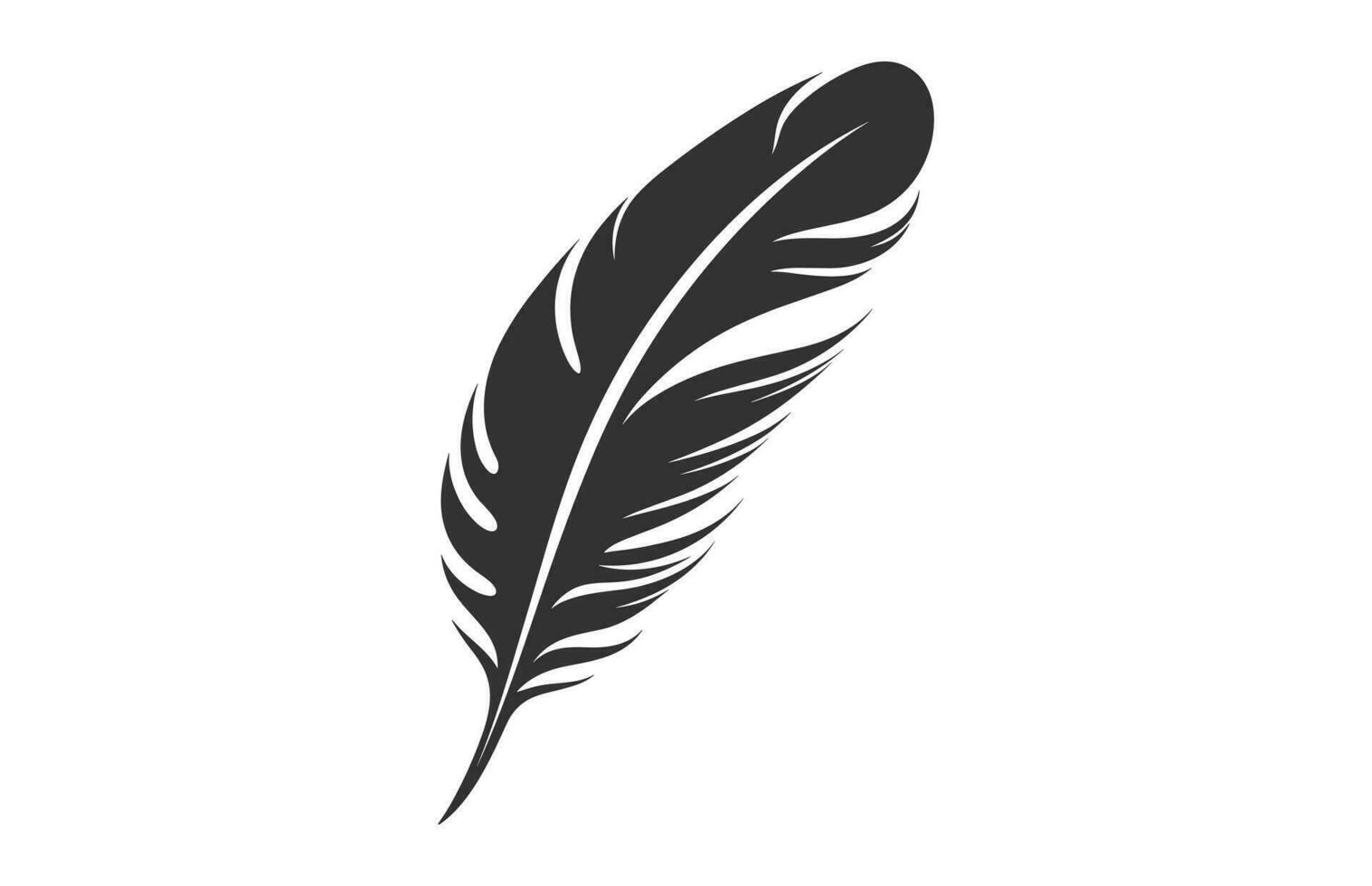 A Feather black Silhouette isolated Vector, Bird Feather Clipart on a white background vector