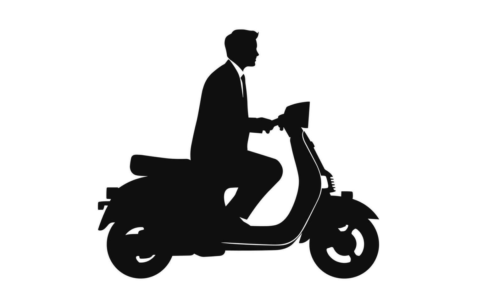 A Person Riding Scooter Vector Silhouette isolated on a white background