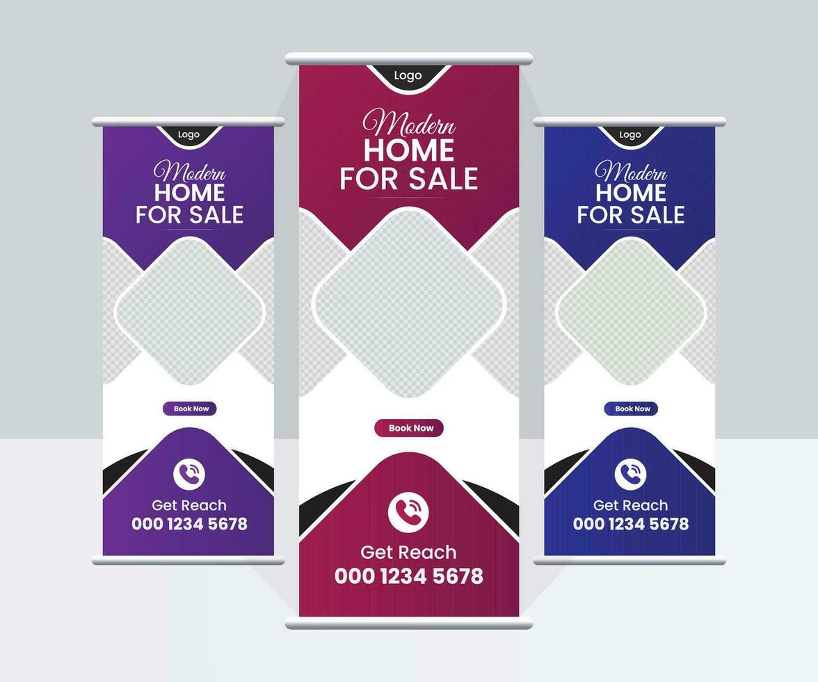 Real estate roll banner design , creative real estate roll up banner design vector