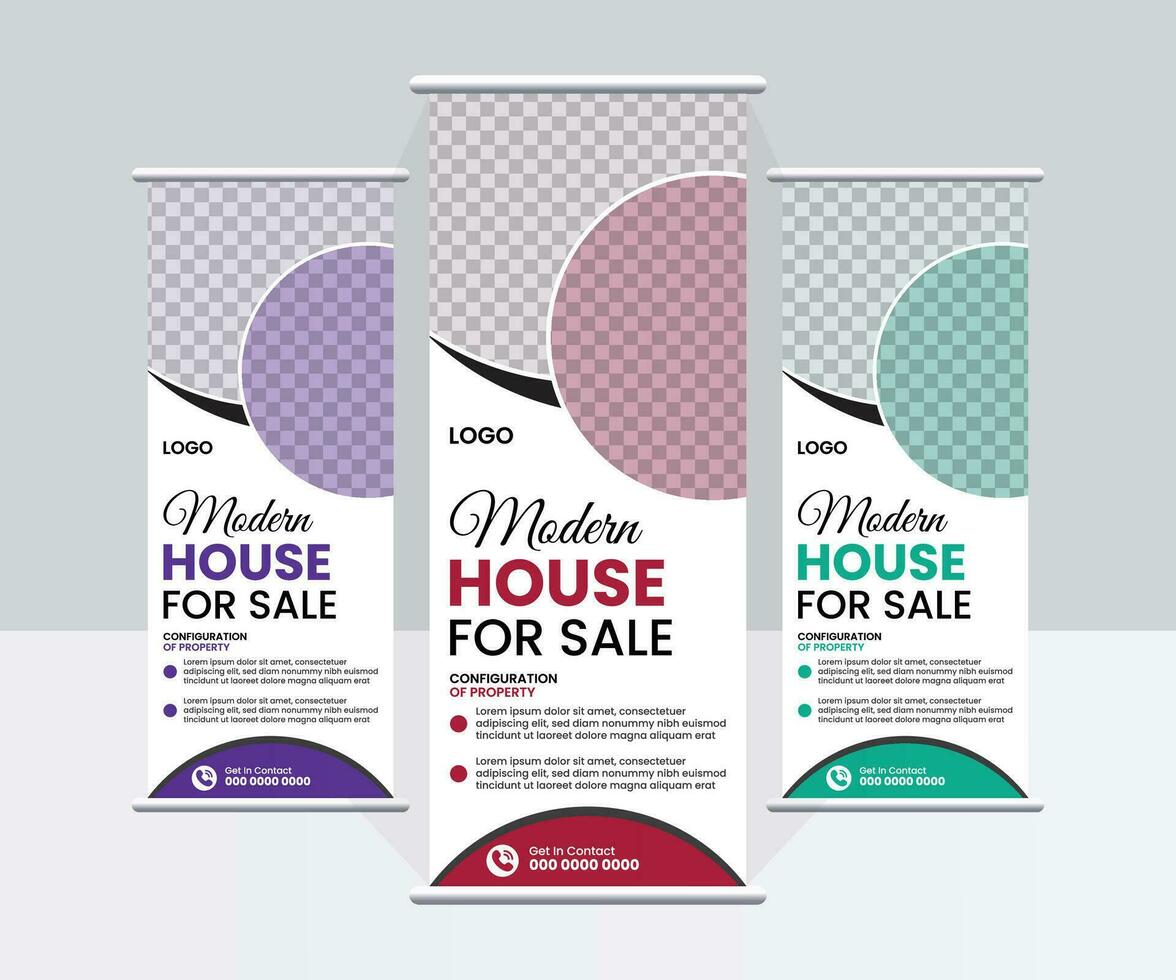 Real estate roll banner design , creative real estate roll up banner design vector