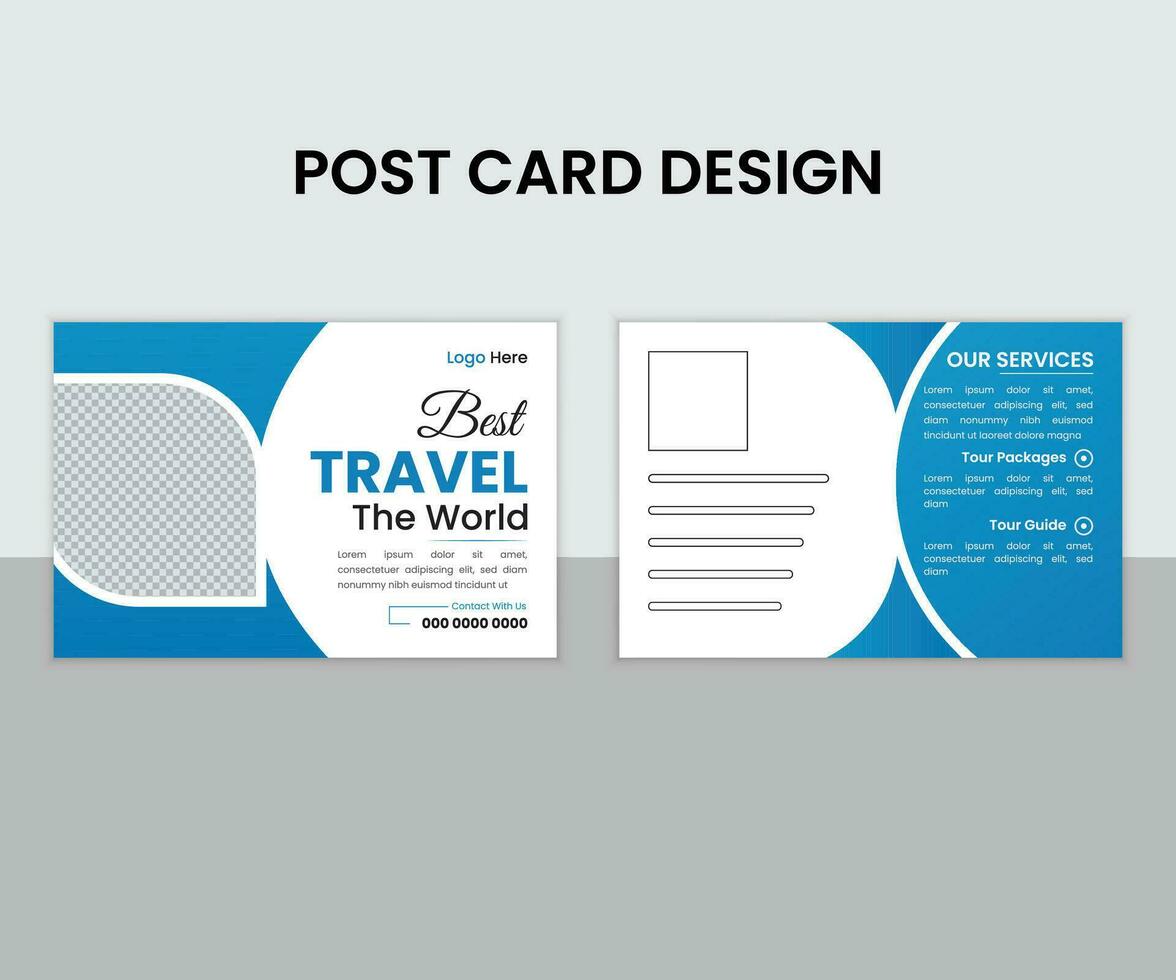 Travel Post Card Design , beautiful tour post card design vector