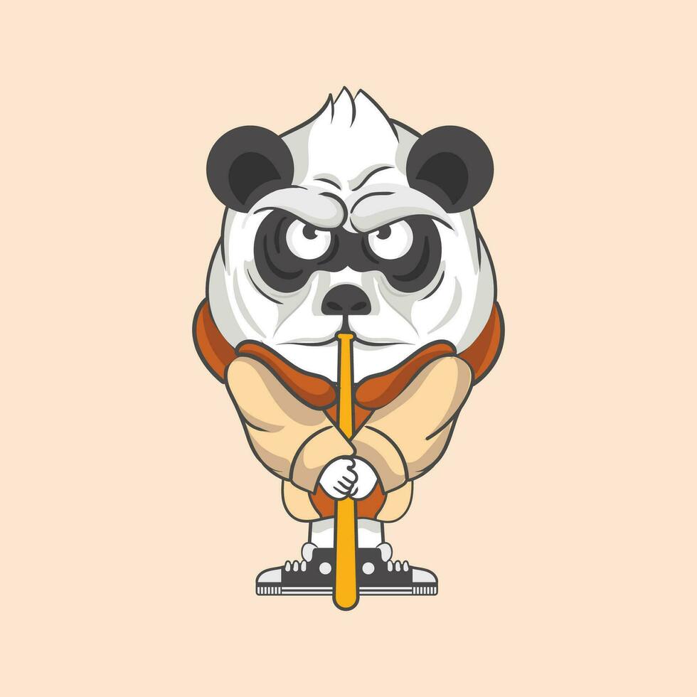 Panda Graffiti Animal Character Illustration vector