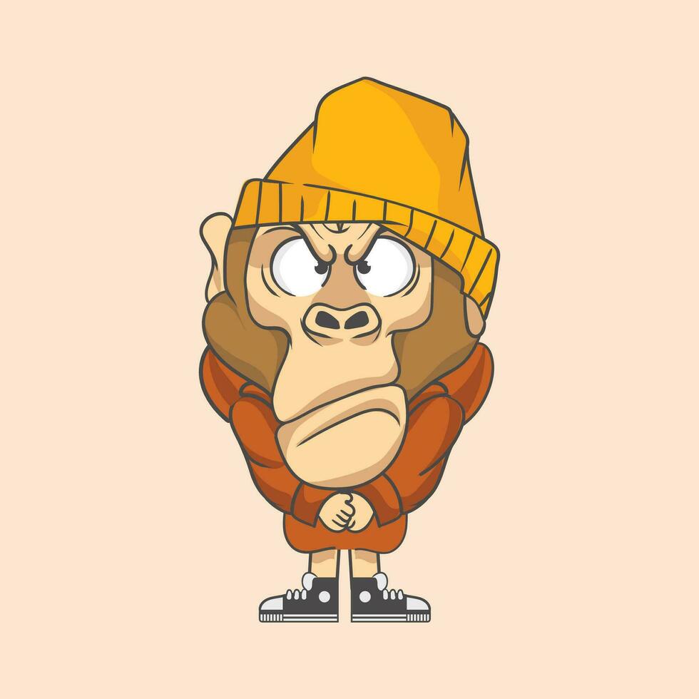 Monkey Graffiti Animal Character Illustration vector