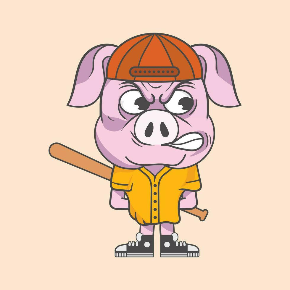 Pig Graffiti Animal Character Illustration vector