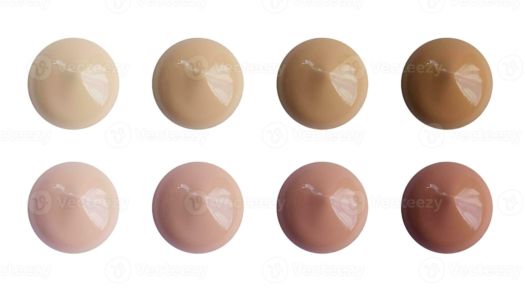collection of beauty liquid powder make up strokes on white background. each one is shot separately photo