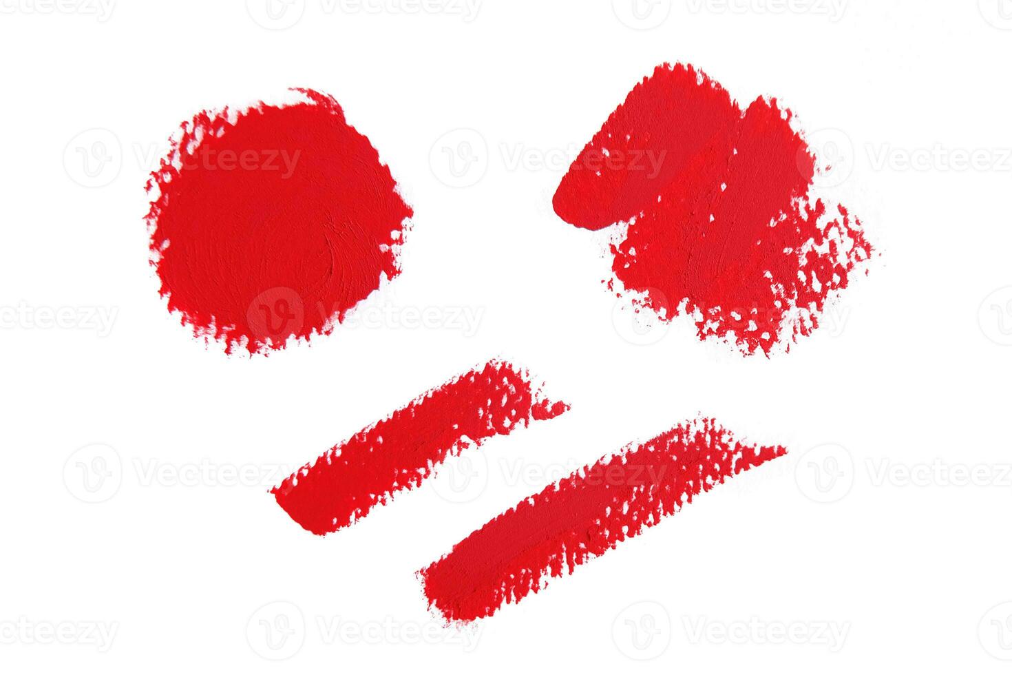 Red and pink lipstick swatch isolated on white background, cosmetic product, brush stroke, swipe sample. photo