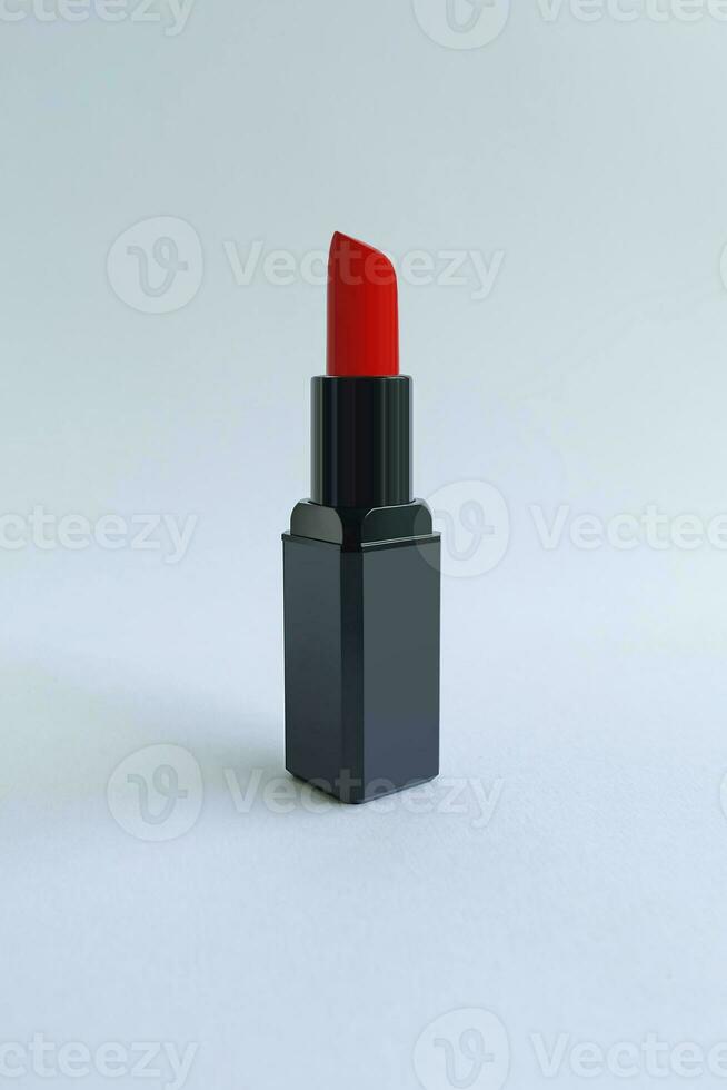 red lipstick on white background photo