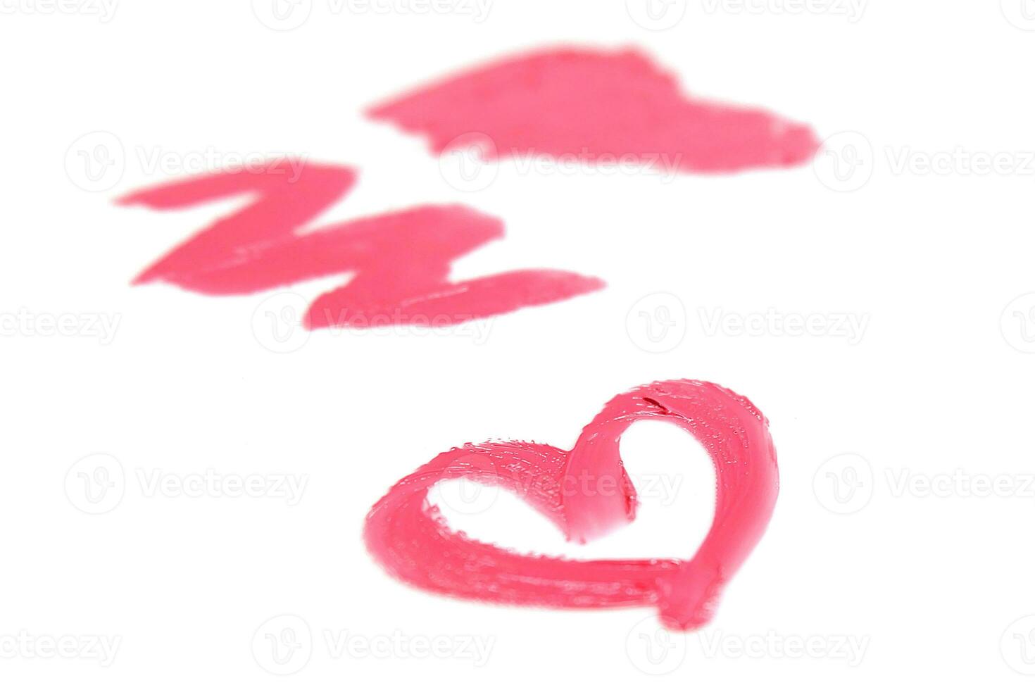 Pink lipstick swatch isolated on white background, cosmetic product, brush stroke, swipe sample. photo