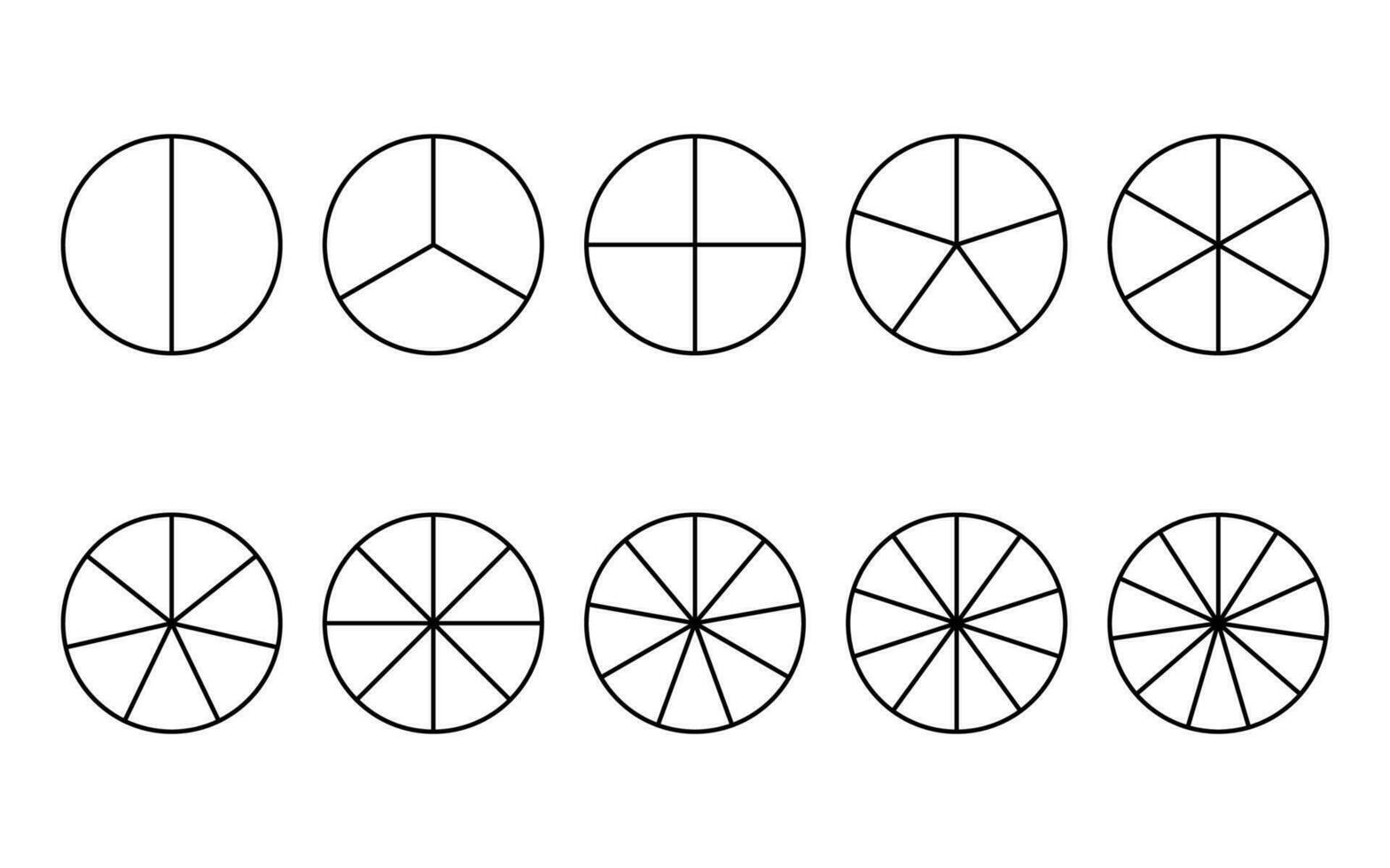 2-10 section blank spinning wheel template vector. vector