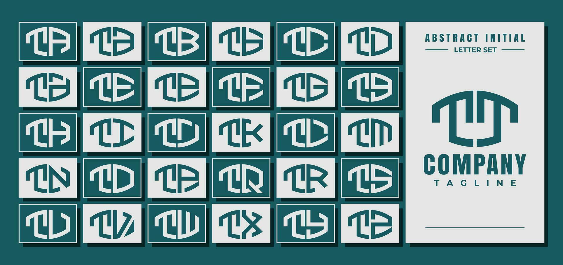 Abstract curve shape initial T TT letter logo design bundle vector