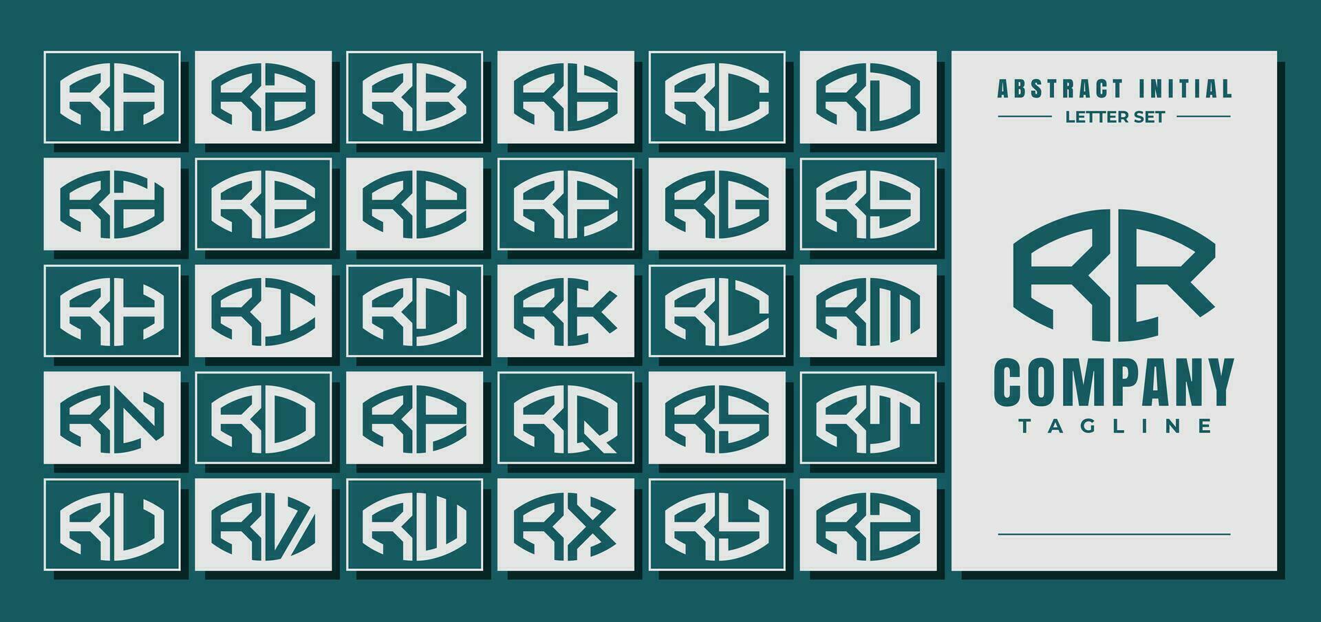 Abstract curve shape initial R RR letter logo design bundle vector