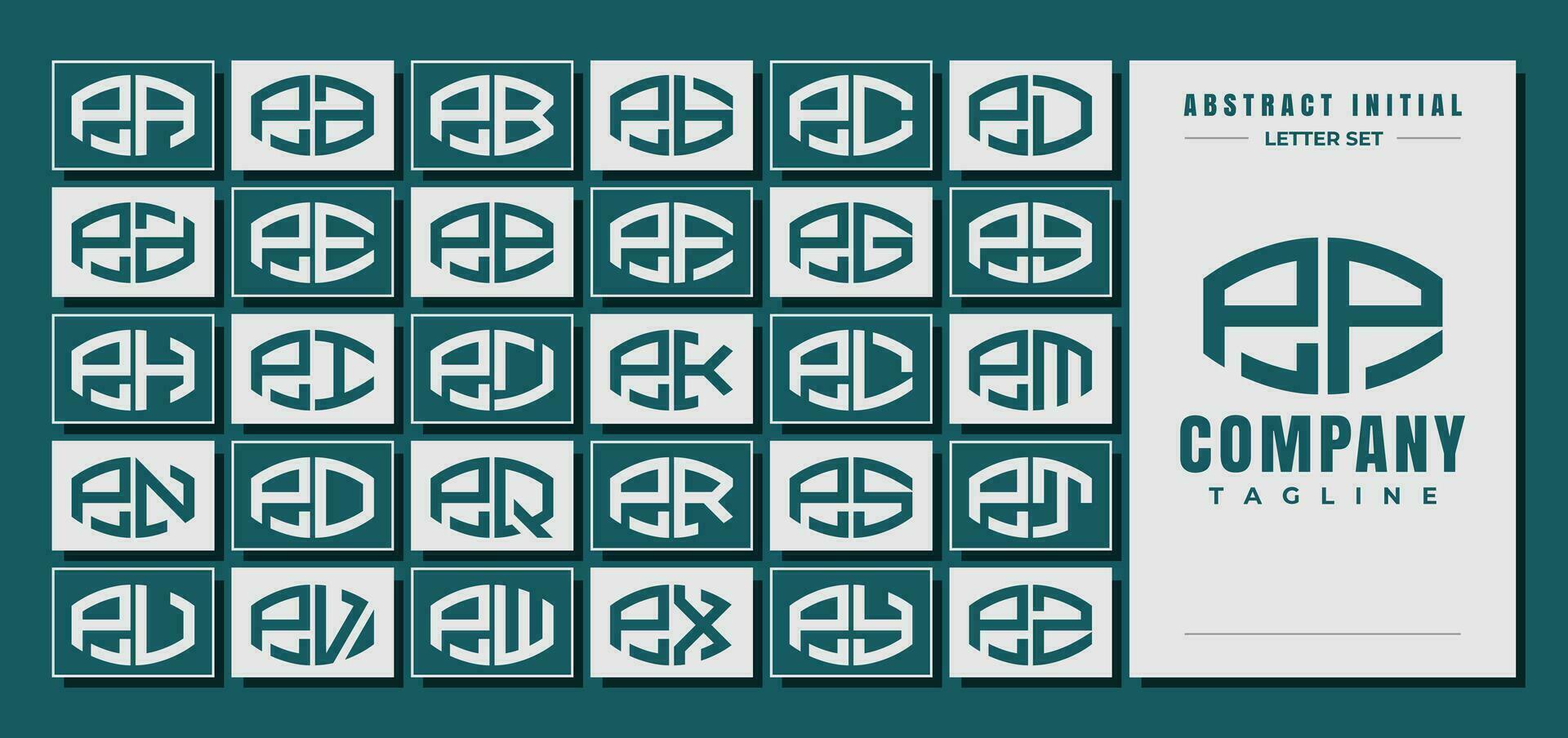 Abstract curve shape initial P PP letter logo design bundle vector