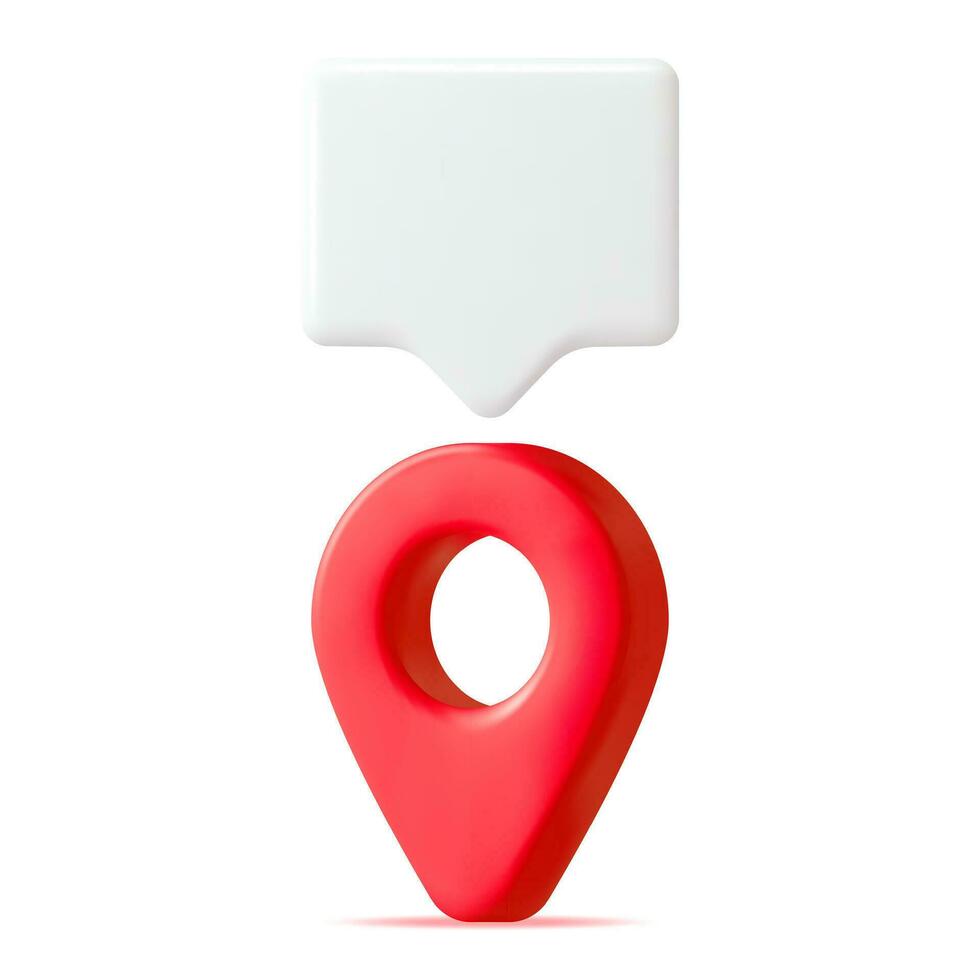 3D Location Map Pin and Chat Bubble Isolated on White. Red GPS Pointer Marker Icon. GPS and Navigation Symbol. Element for Map, Social Media, Mobile Apps. Realistic Vector Illustration