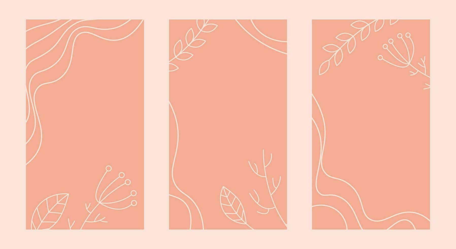 Abstract Peach Fuzz Social Media Templates. Vector
