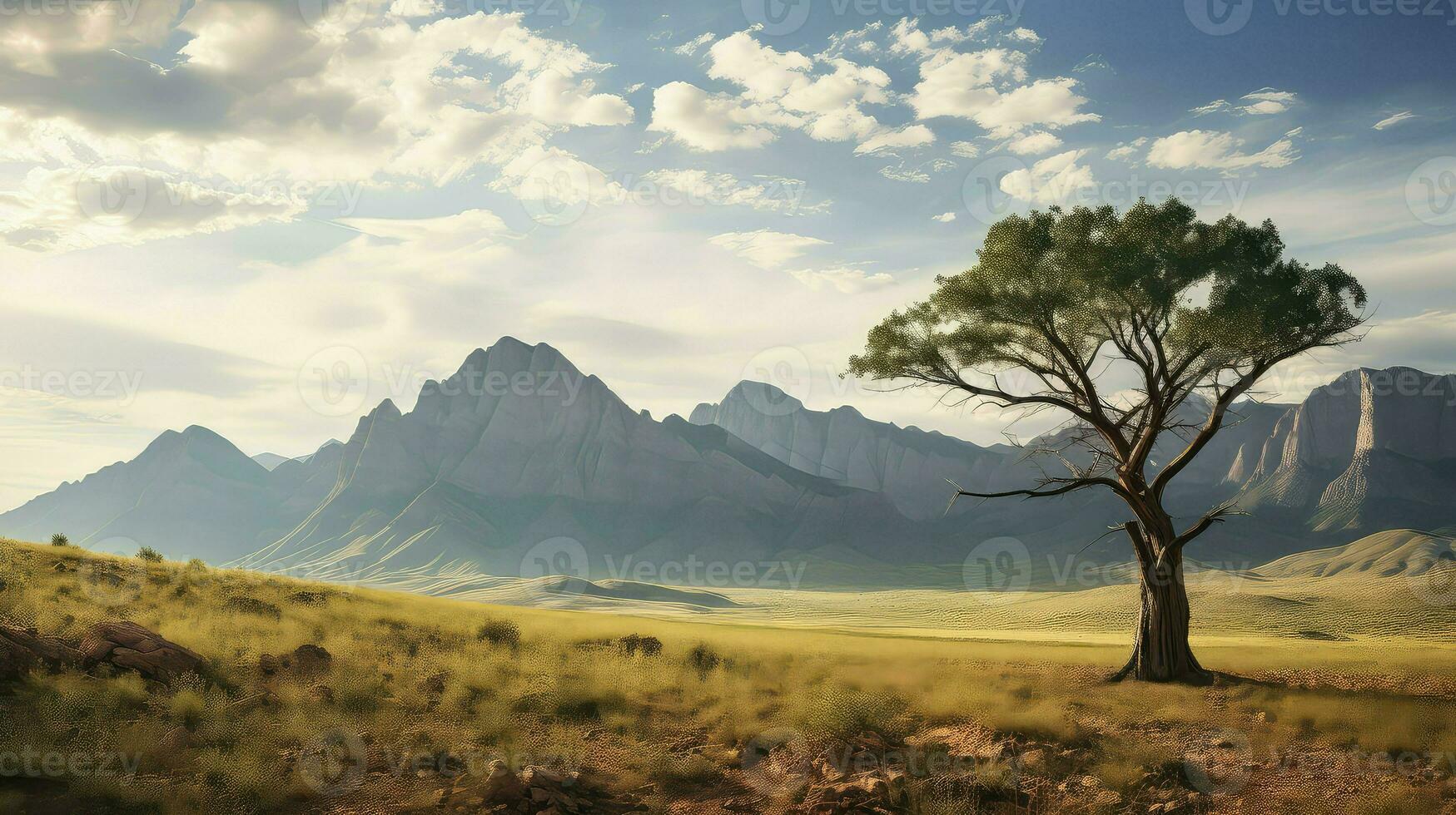 AI generated valley dome mountains landscape photo