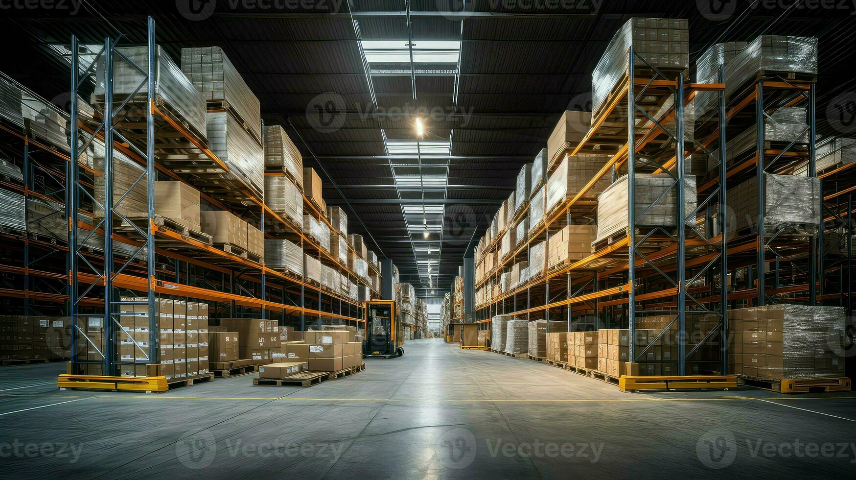 AI generated inventory pallet warehouse background photo