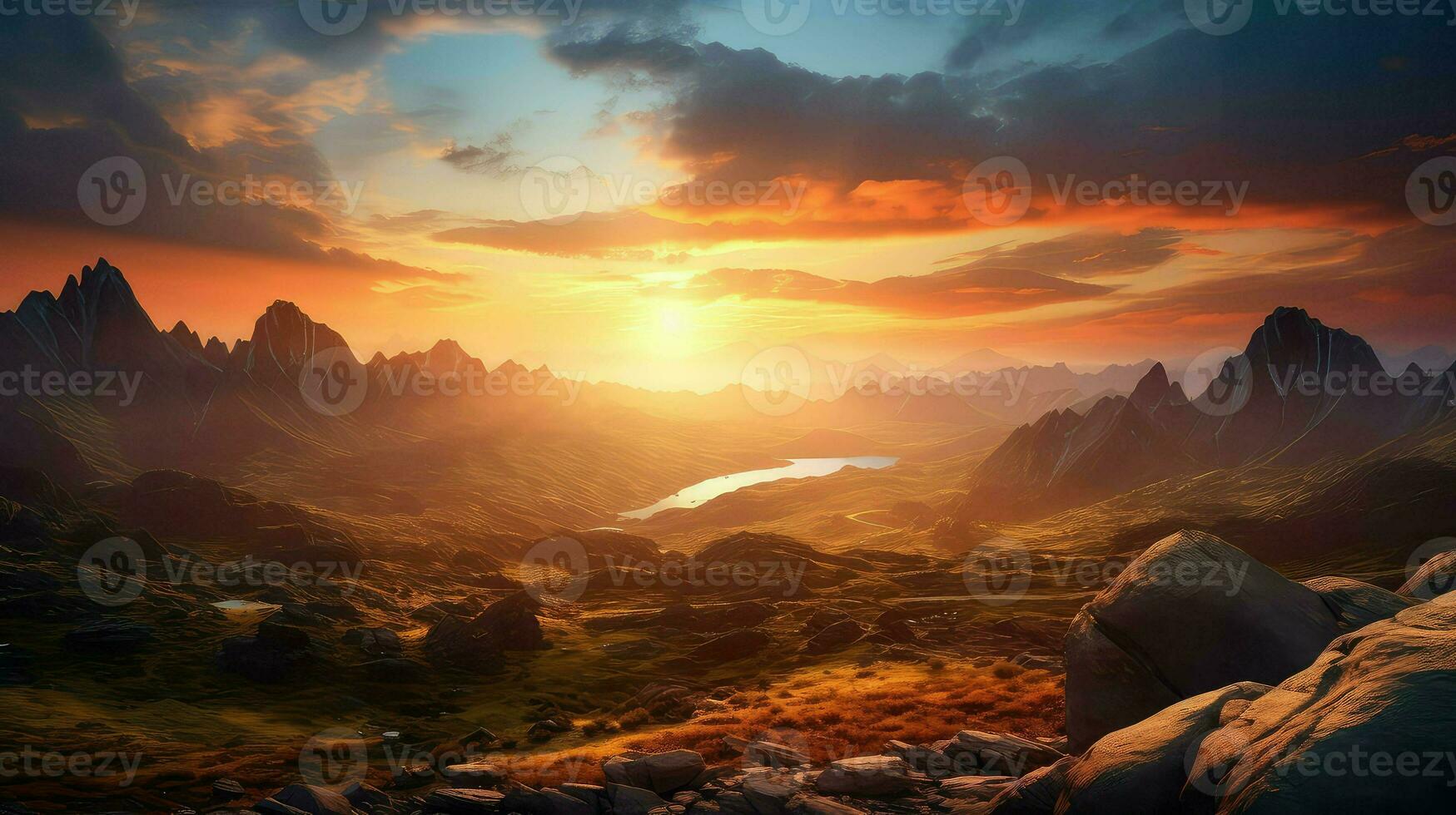 AI generated valley plateau mountains landscape photo