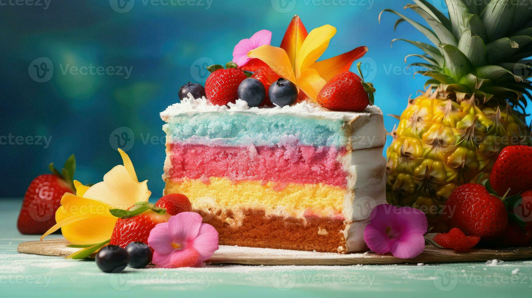 AI generated dessert multicolored cake food photo