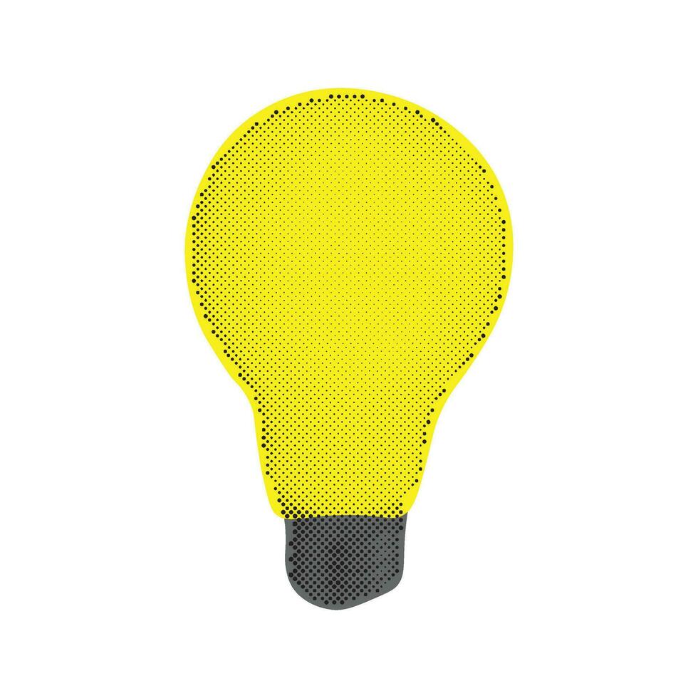 Trendy halftone collage lightbulb. Business idea and solutions. Smart thinking vector