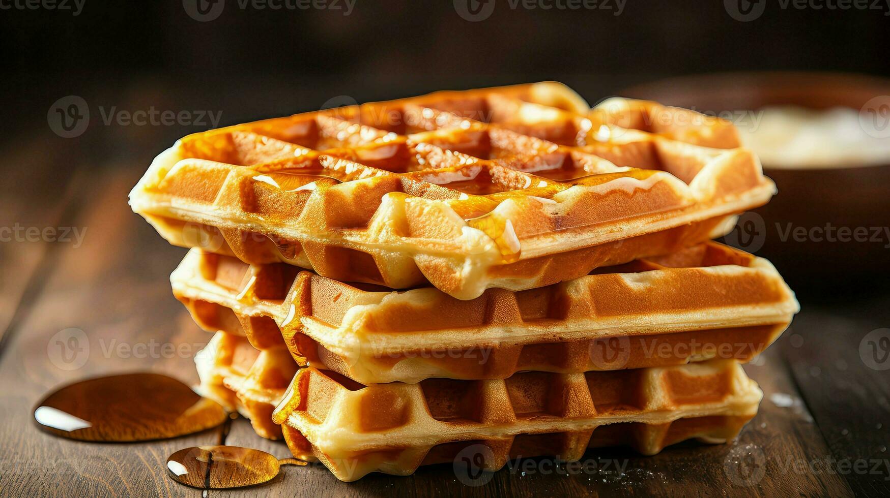 AI generated syrup meal waffle food photo