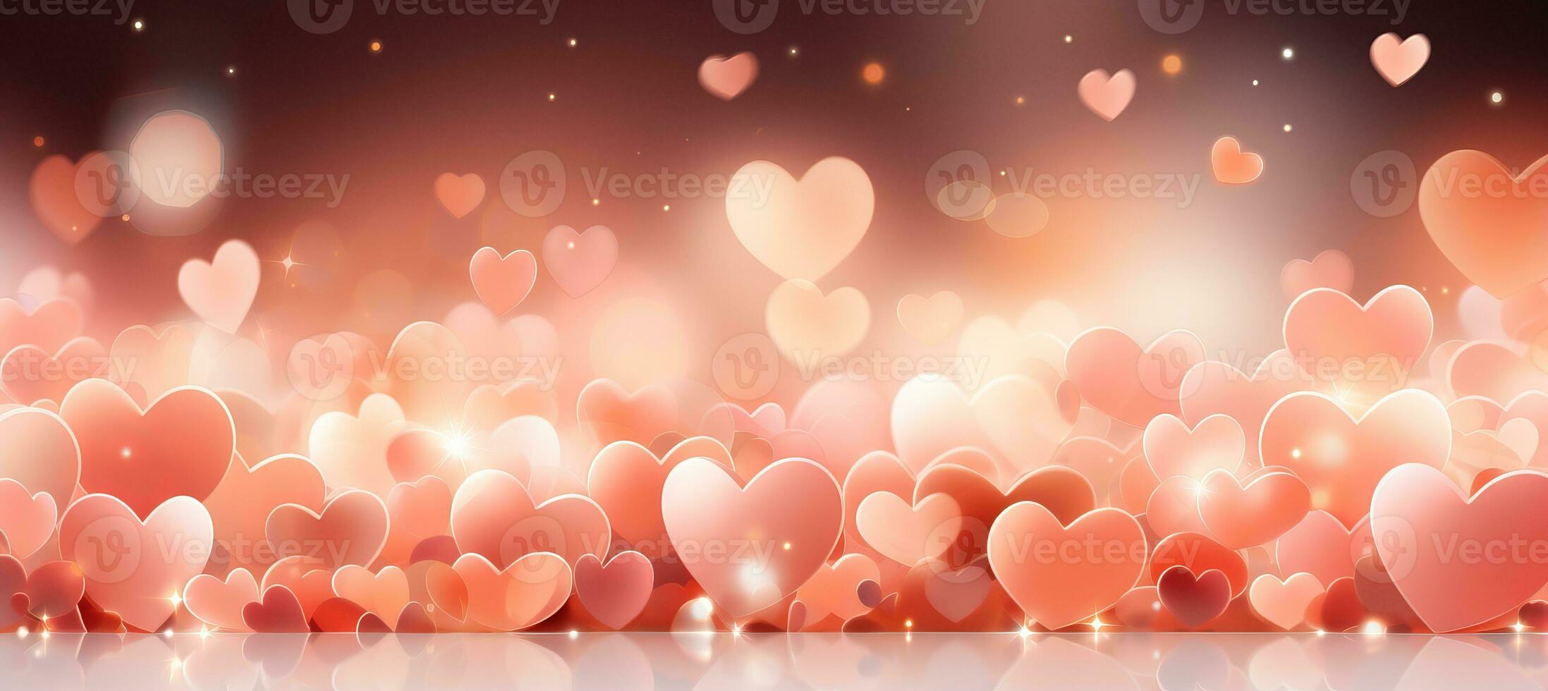 AI generated Pastel bokeh background with mini heart element for advertising banner or poster design photo
