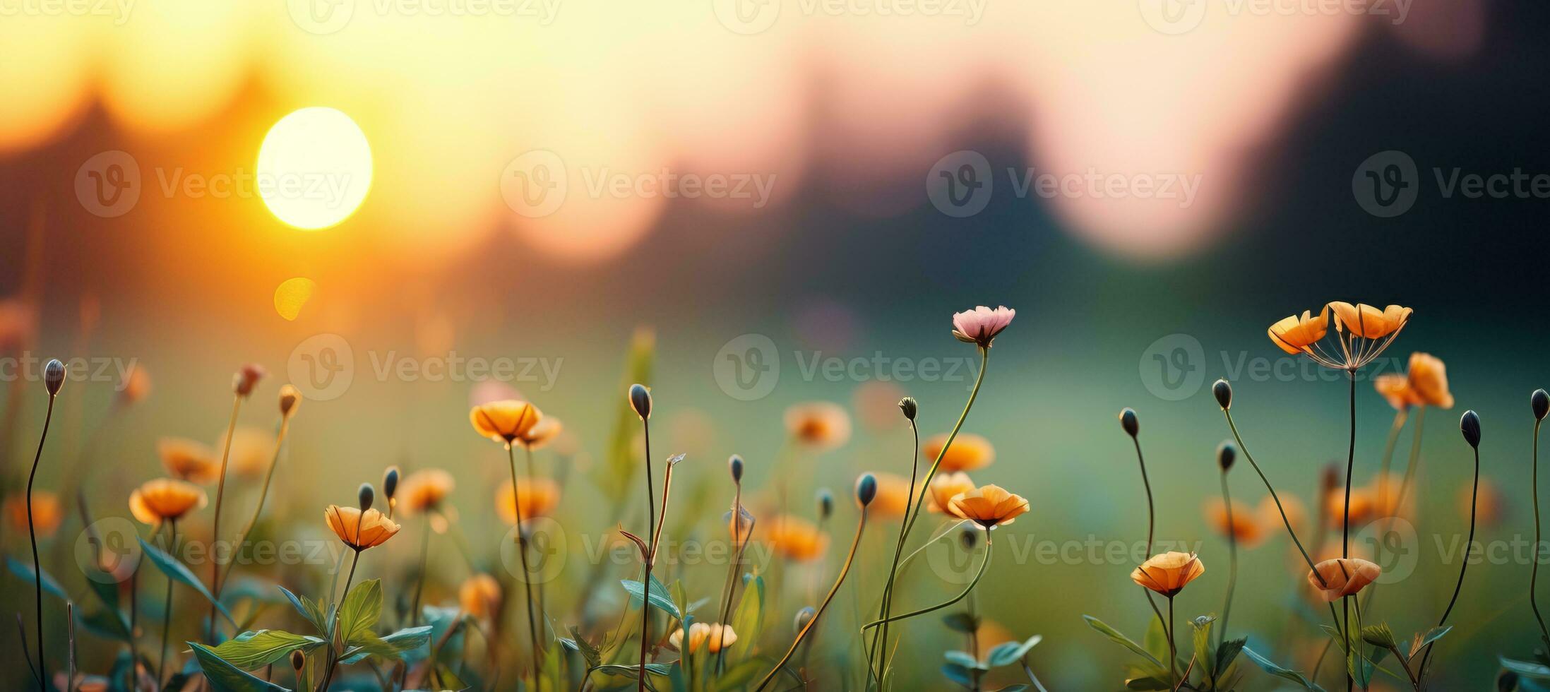 AI generated Morning sunlight with magic bokeh on summer sky background, christian religion, love, and hope photo