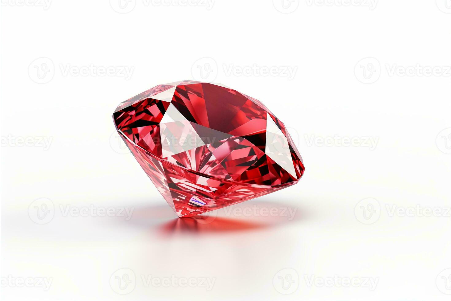 AI generated Red diamond on white background   isolated gem for jewelry design or graphic illustration photo