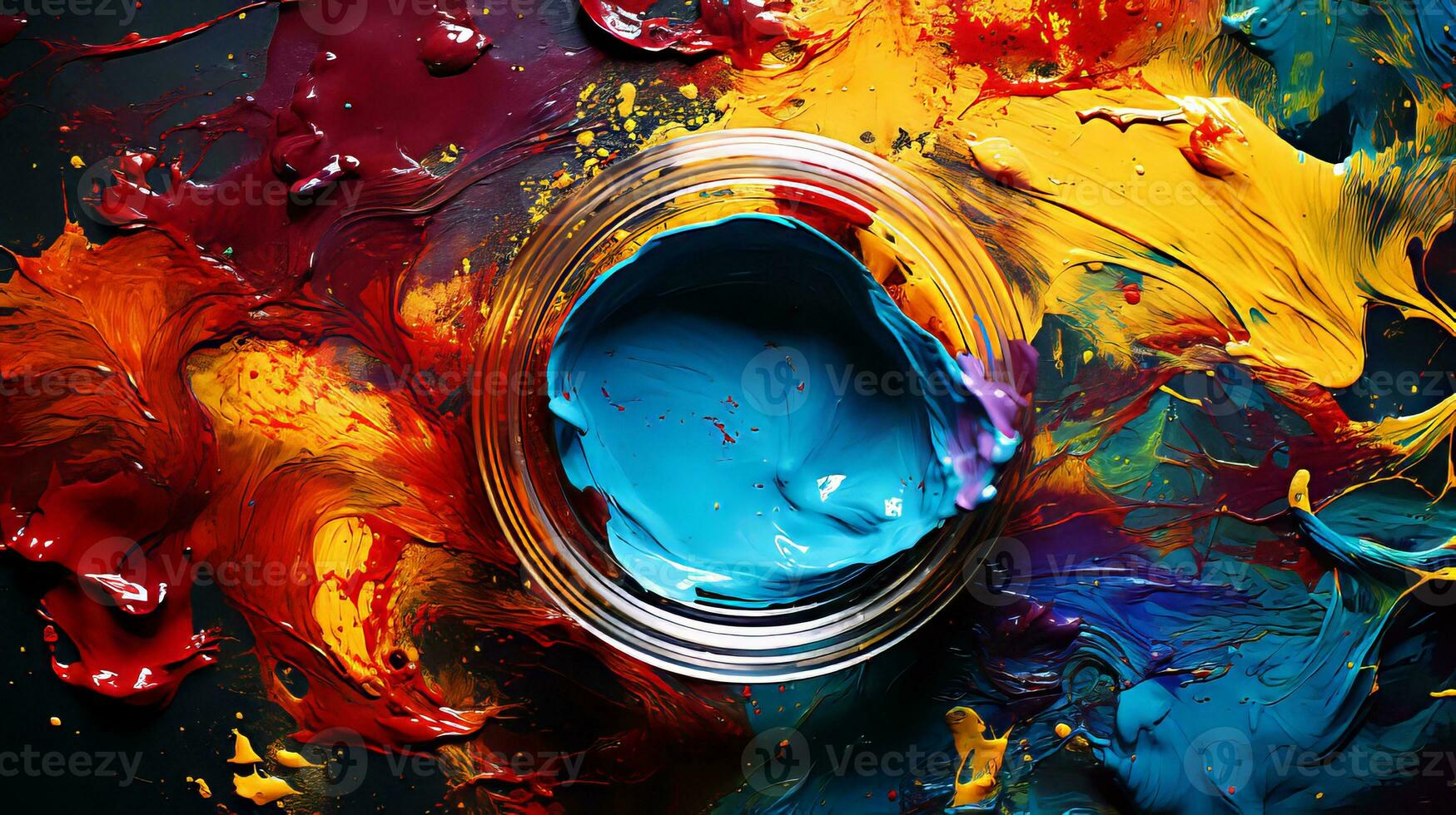 AI generated Vibrant oil color painter s all inclusive art supply and workspace set for creative expression photo