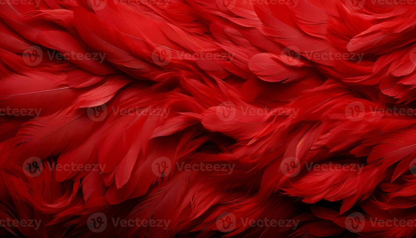 AI generated Vibrant red feathers texture background with detailed digital art of majestic bird feathers photo