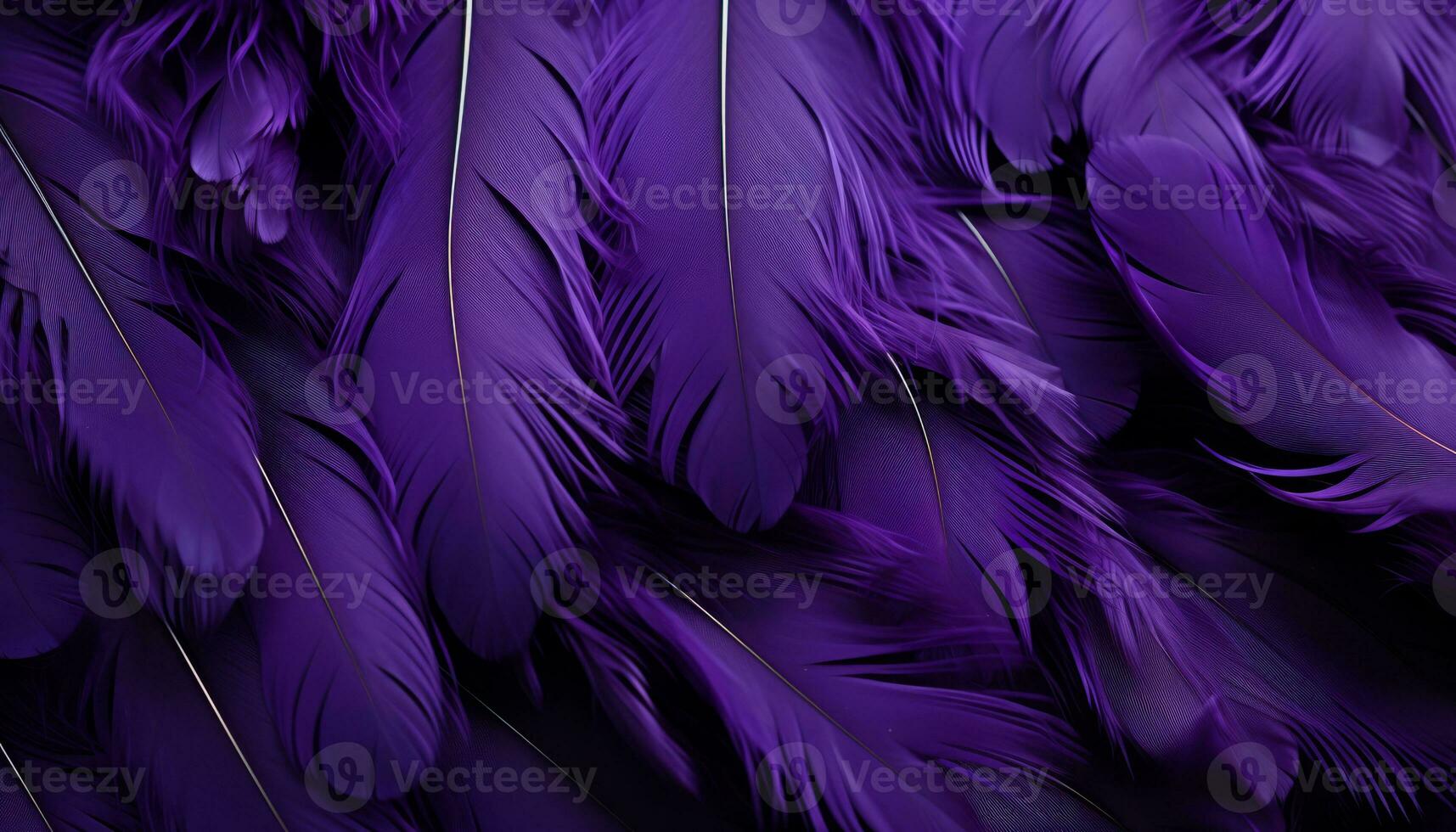 AI generated Vibrant purple feathers texture background detailed digital art of majestic big bird feathers photo