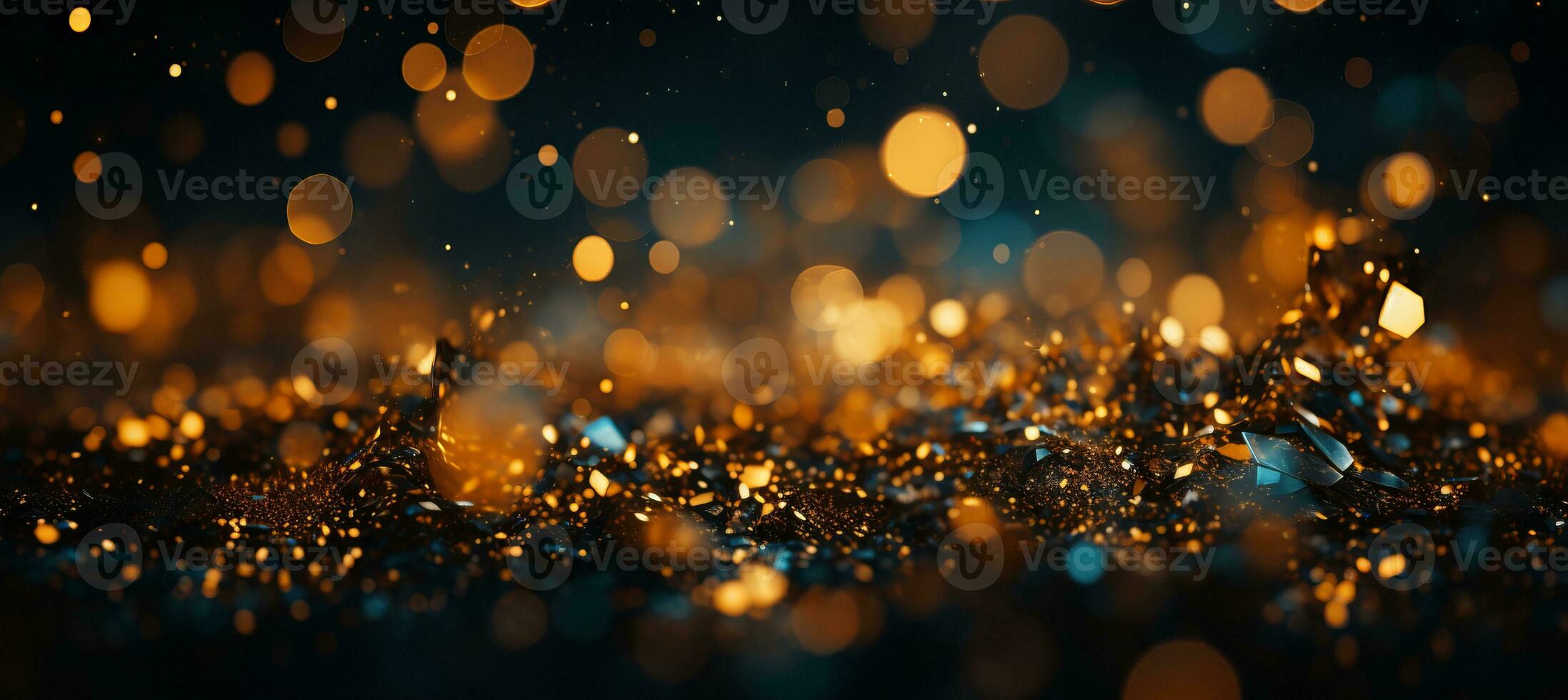 AI generated Ethereal yellow glow particle abstract bokeh background with mesmerizing illuminating particles photo