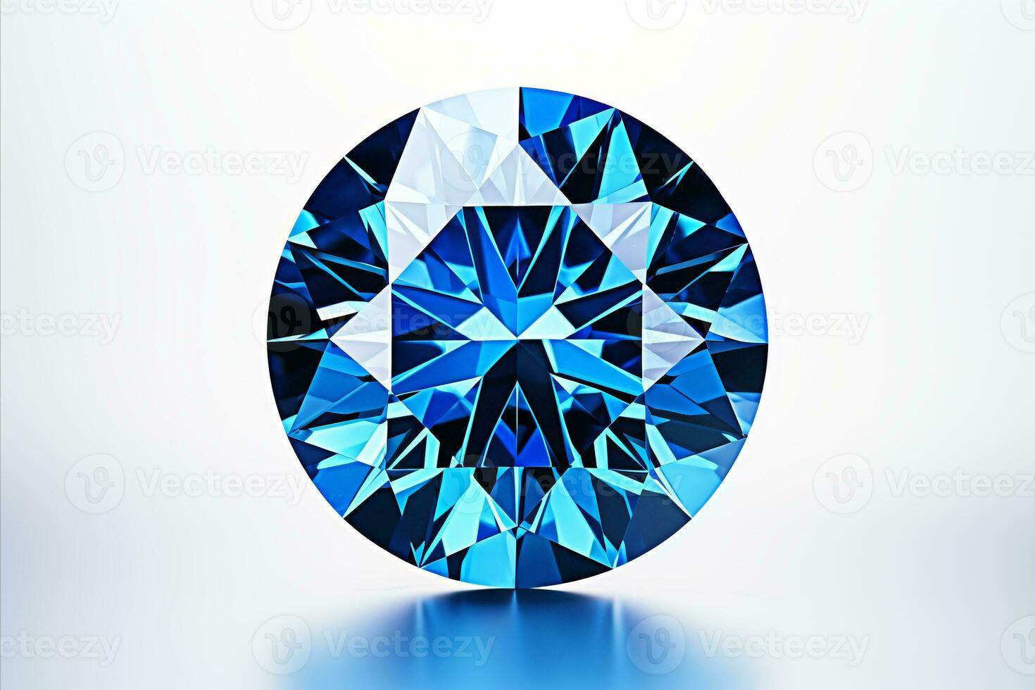 AI generated Captivating and mesmerizing blue diamond gemstone elegantly showcased on a pure white background photo