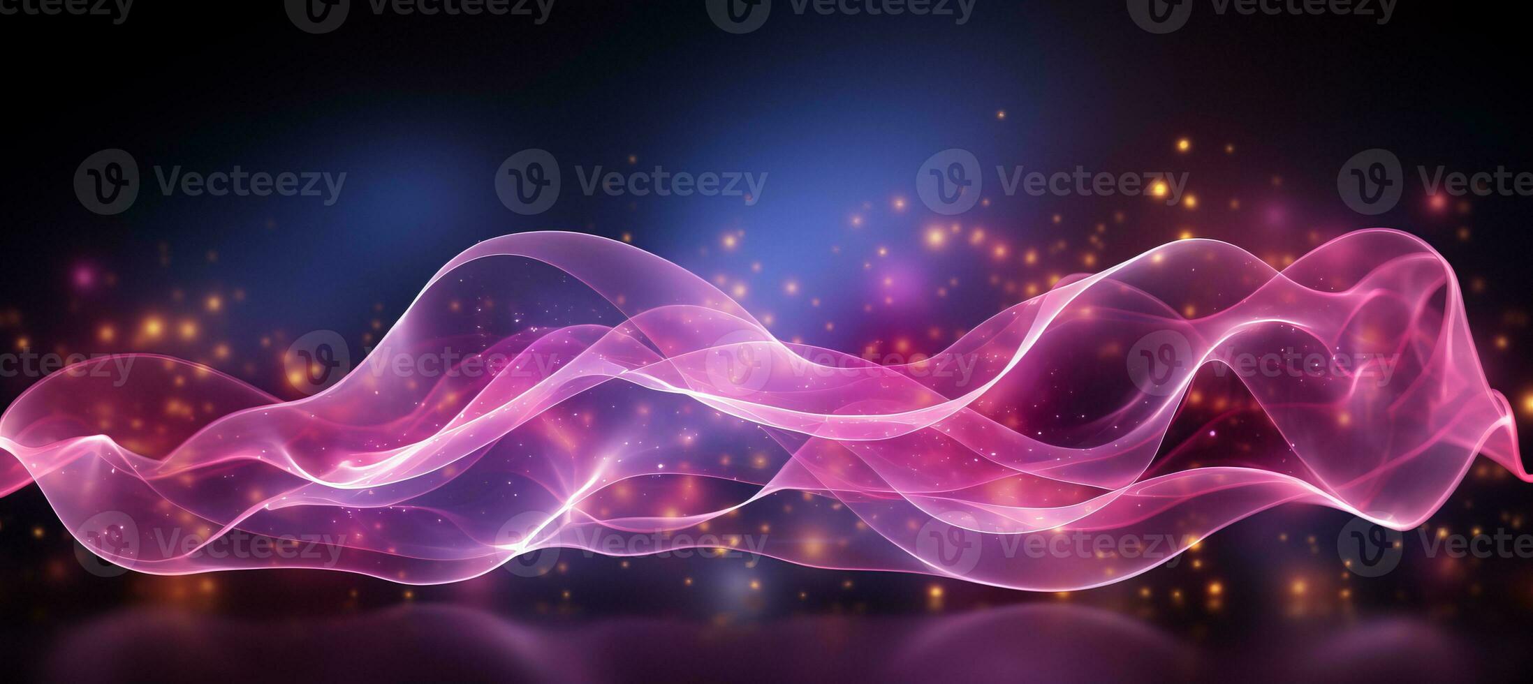 AI generated Abstract pink blue neon wave lines with bokeh lightsData transfer conceptDigital wallpaper. photo
