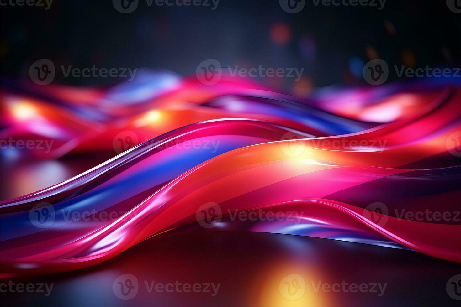 AI generated Pink and blue glowing neon wave lines with bokeh lights   data transfer concept digital wallpaper photo