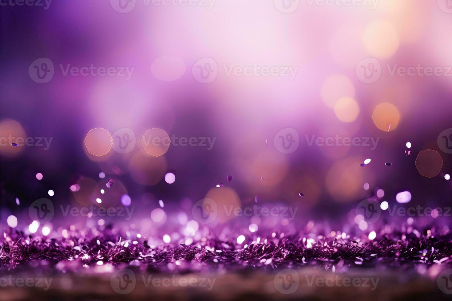 AI generated Gorgeous purple violet and gold glitter bokeh background with mesmerizing shining texture photo