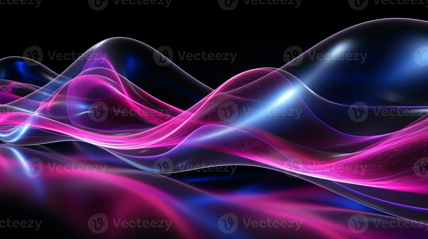 AI generated Pink and blue neon wave lines with bokeh lights   data transfer concept digital wallpaper photo