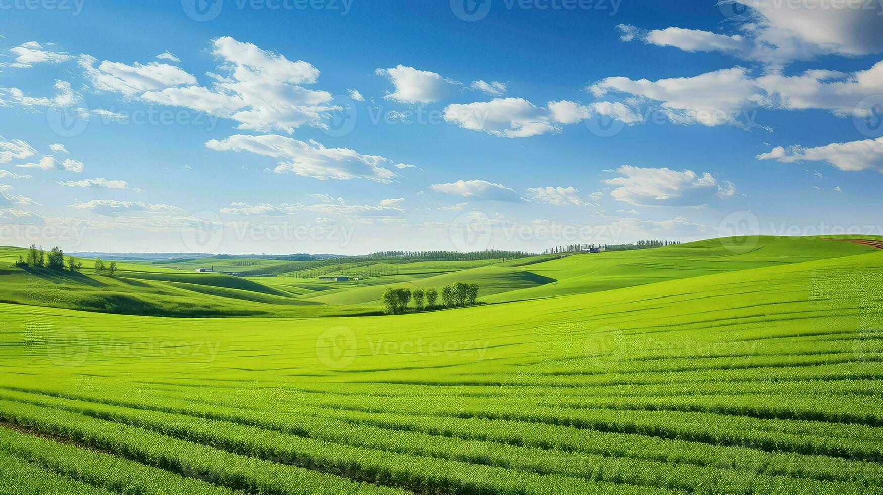 AI generated countryside farmland landscape picturesque photo