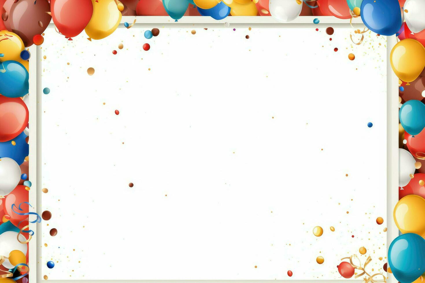 AI generated Birthday border with balloons on a white background, romantic background , Ai generated photo