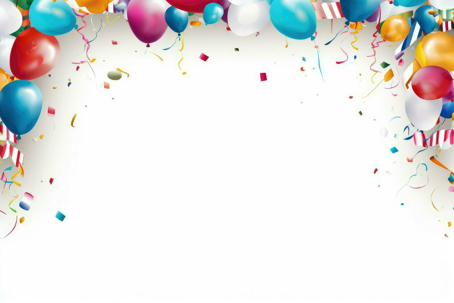 AI generated Birthday border with balloons on a white background, romantic background , Ai generated photo