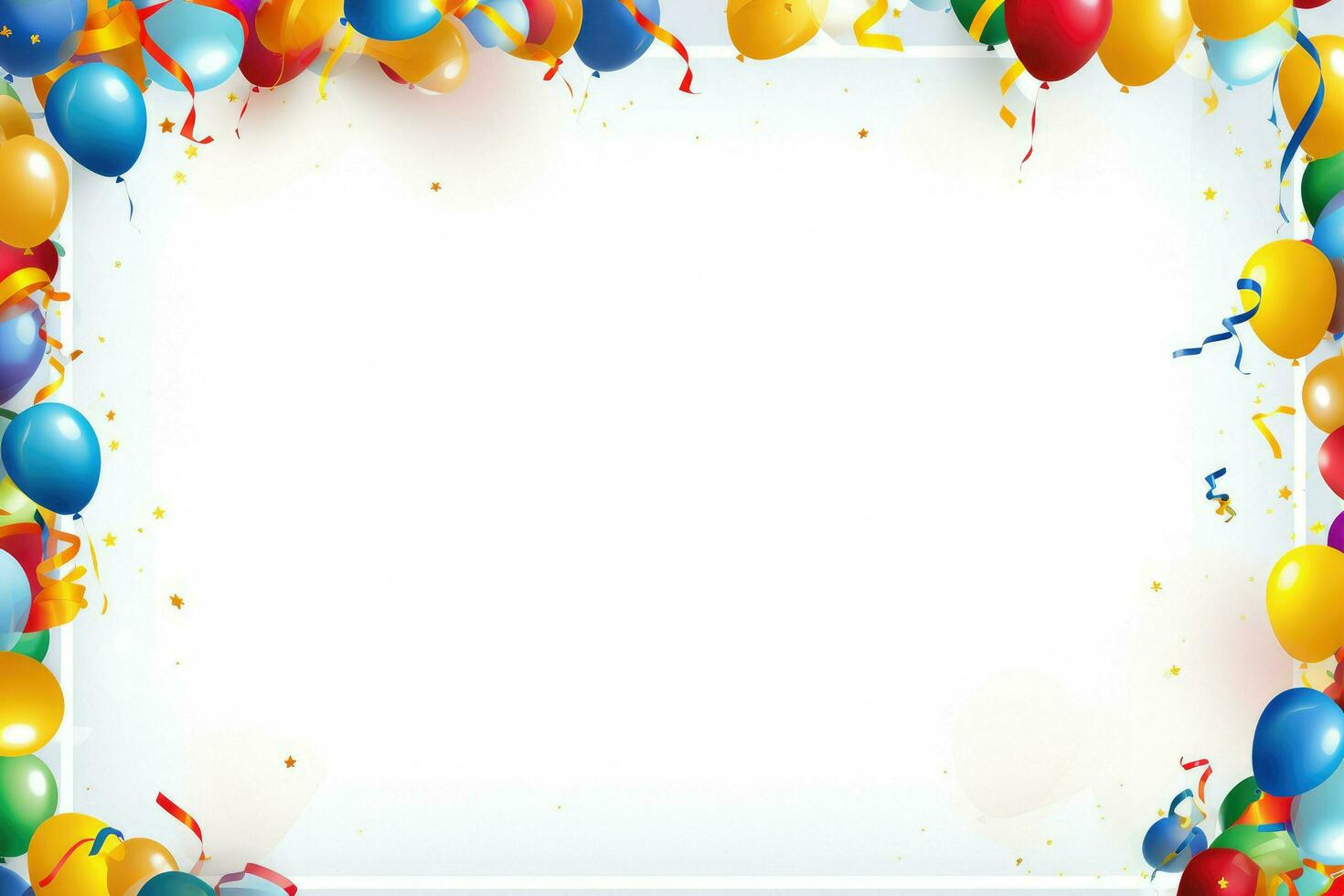 AI generated Birthday border with balloons on a white background, romantic background , Ai generated photo