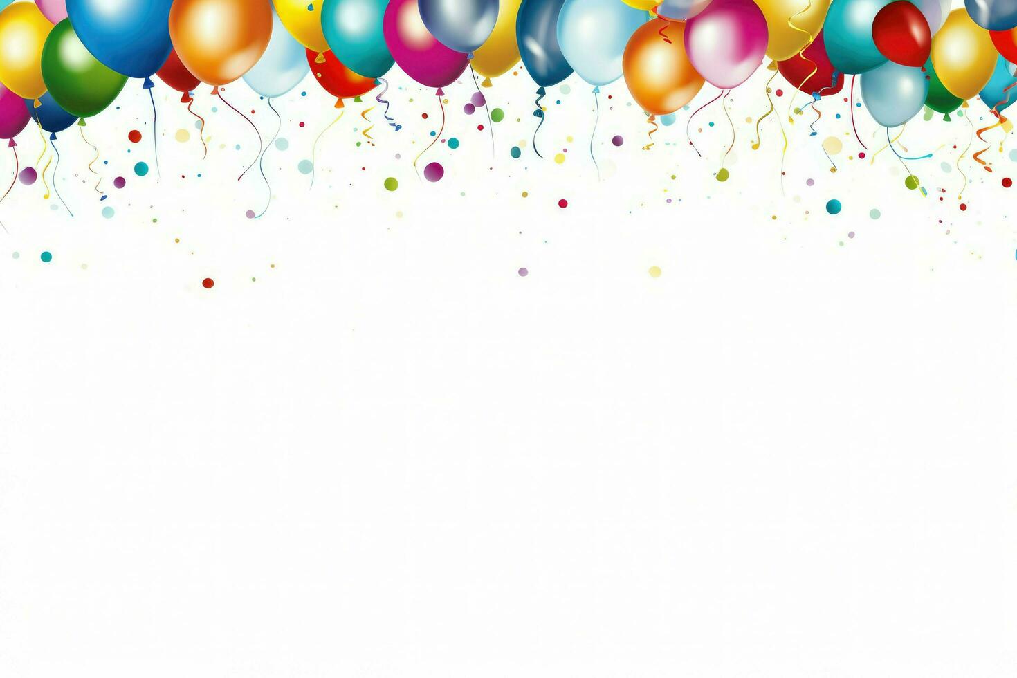 AI generated Birthday border with balloons on a white background, romantic background , Ai generated photo