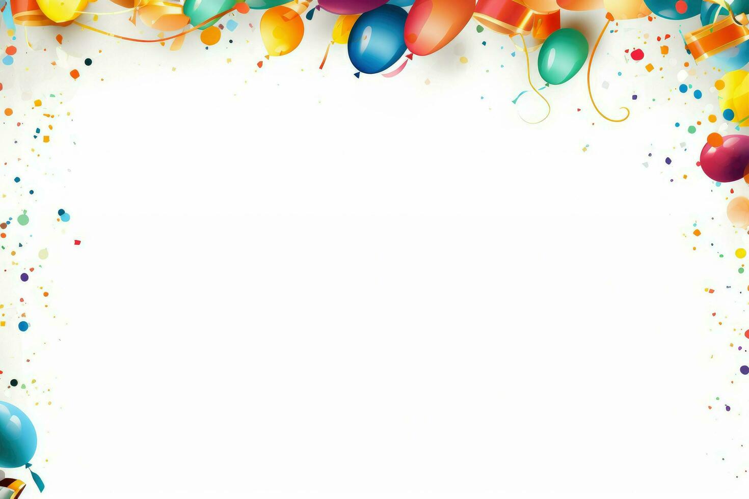 AI generated Birthday border with balloons on a white background, romantic background , Ai generated photo