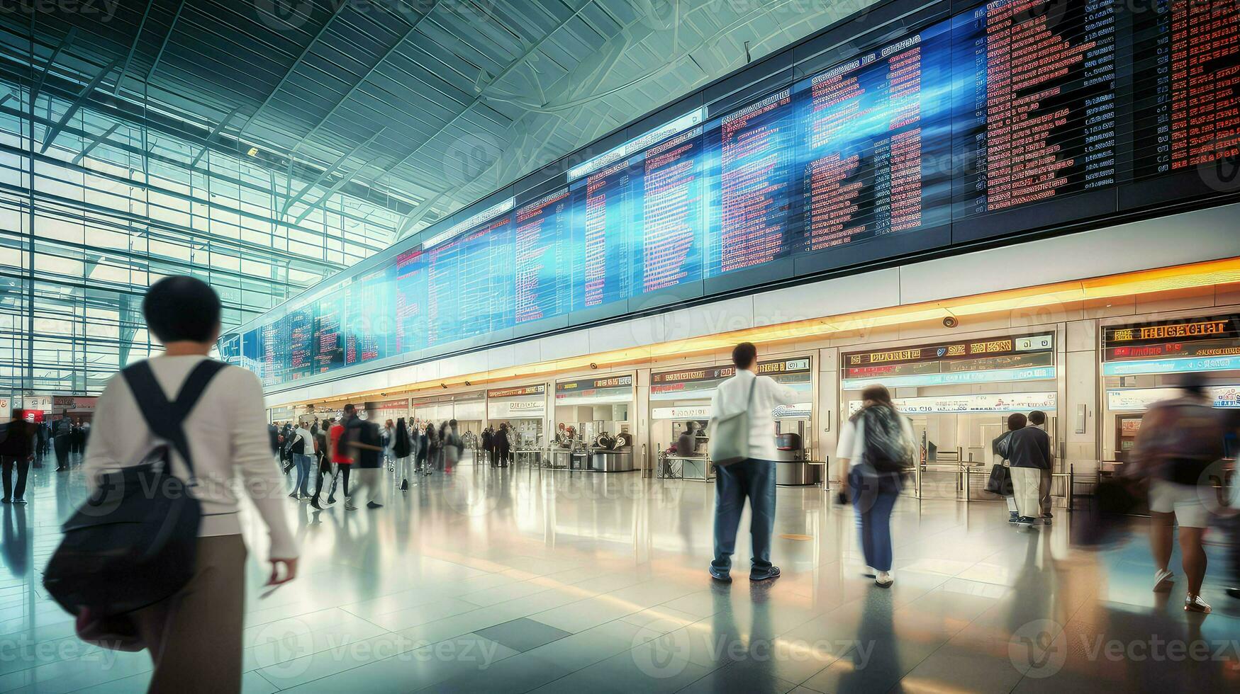 AI generated boarding passenger airport background photo