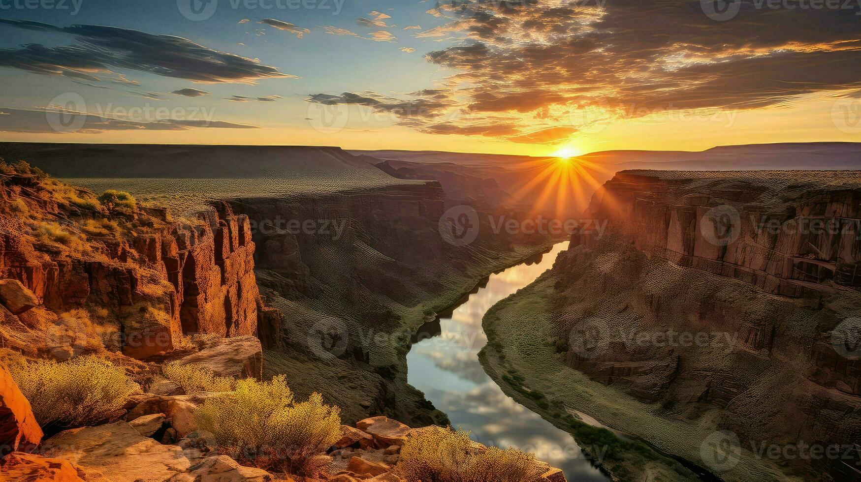 ai generado río garganta cañón paisaje foto