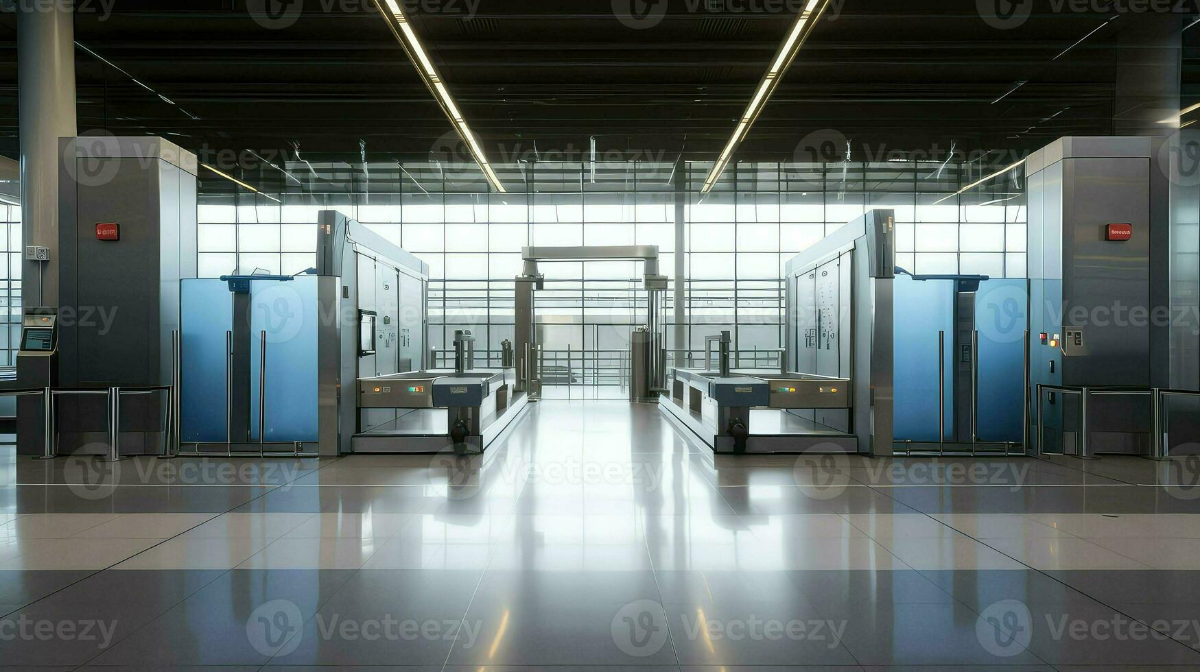AI generated pandemic empty airport background photo