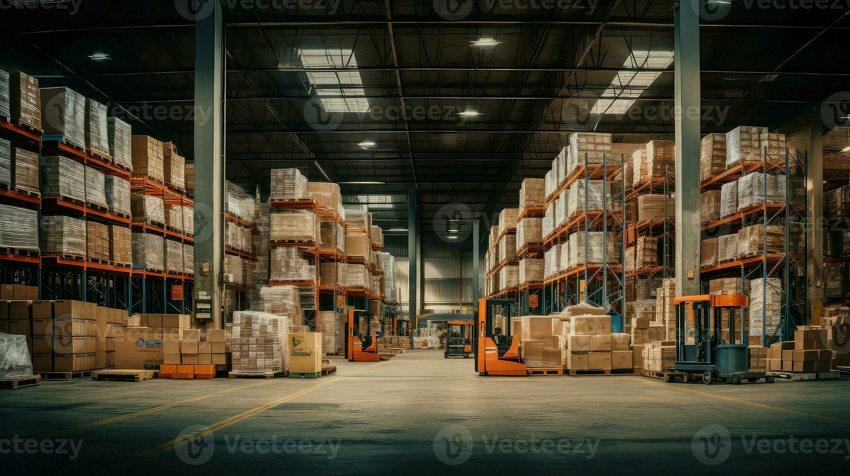 AI generated shipping logistic warehouse background photo