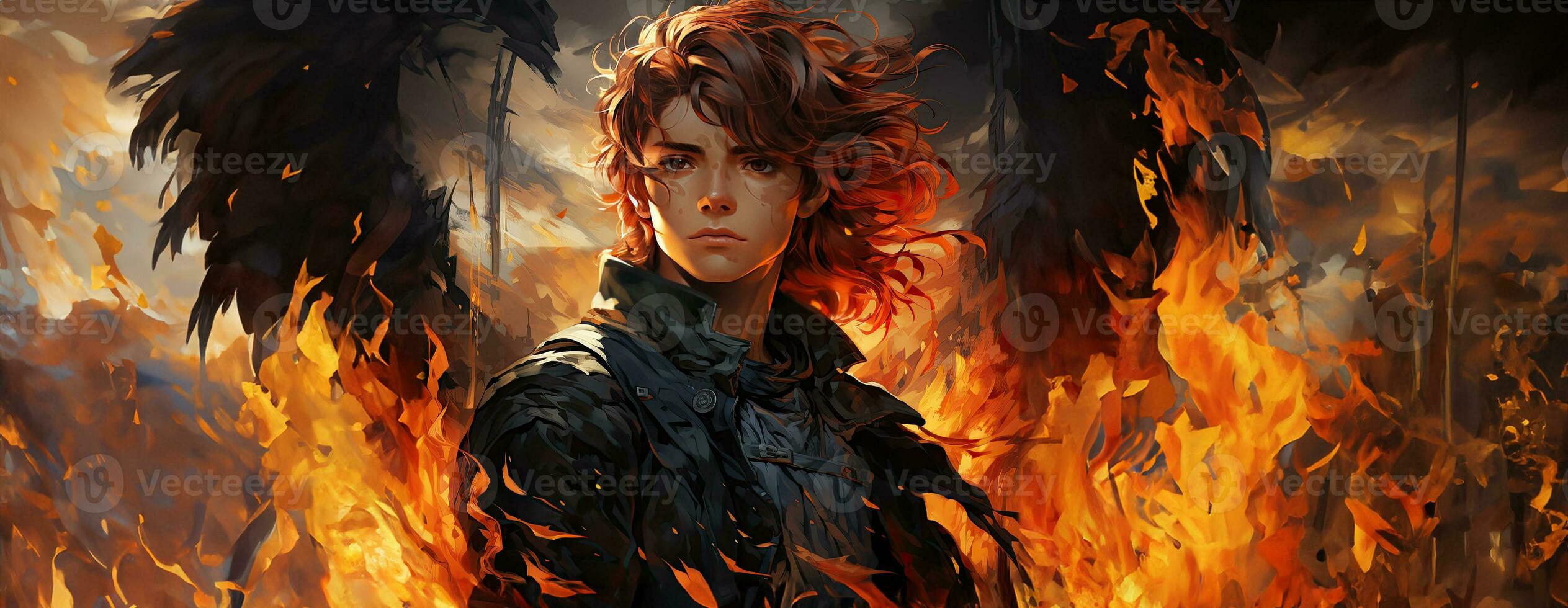 AI Generated Beautiful young redhead woman soldier portrait. Ai Generative. photo