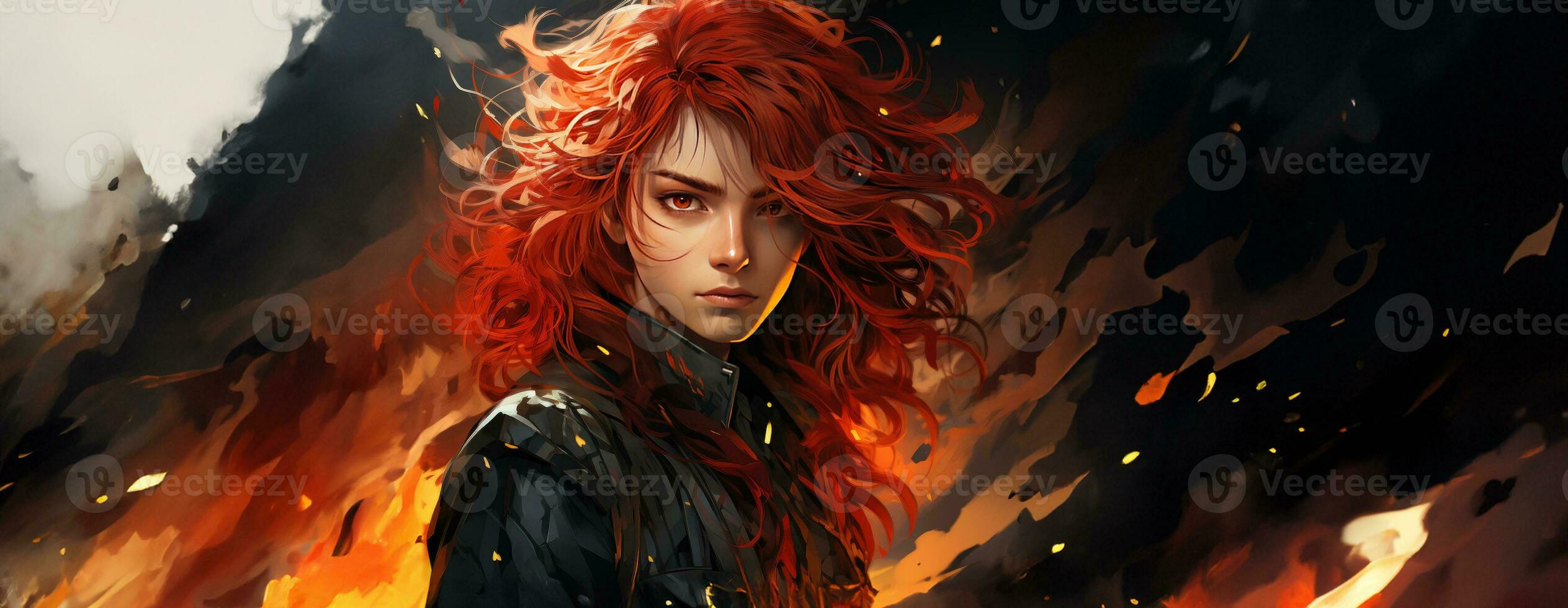 AI Generated Beautiful young redhead woman soldier portrait. Ai Generative. photo