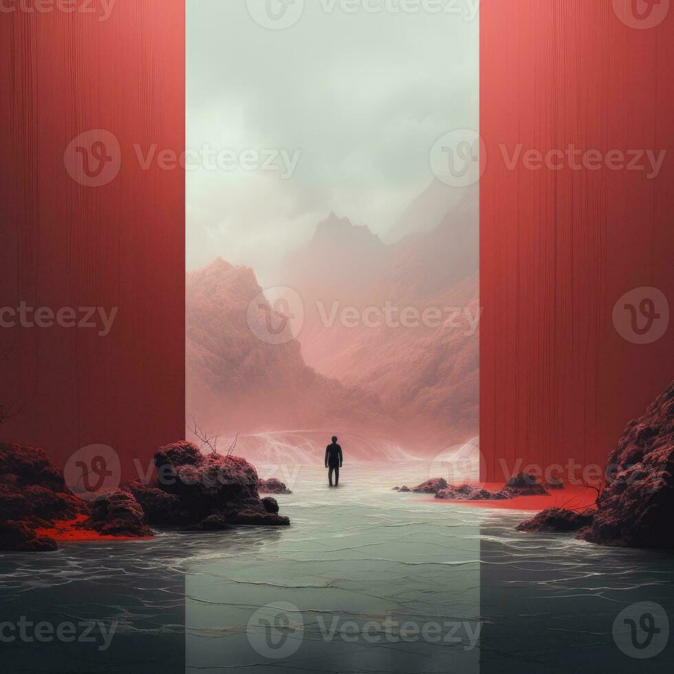 AI Generated abstract watercolor paintings, paint color splotches, abstract colors, minimalism art painting, scene design. Ai Generative. photo